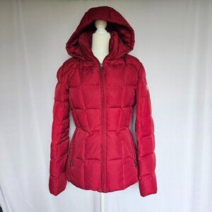 Calvin Klein Red Puffer Quilted Women's Jacket / Coat with Hood, Size S